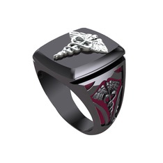 8 ayar beyaz altın yüzük (Bordo kırmızı mineli)