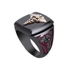 Runa Caduceus Yüzük - 8 ayar rose altın yüzük (Bordo kırmızı mineli) #xyq8pa