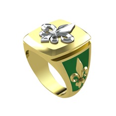 Runa Fleur De Lis Yüzük - 8 ayar beyaz altın yüzük (Yeşil mineli) #12kddic