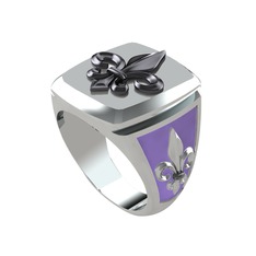 Runa Fleur De Lis Yüzük - 925 ayar siyah rodyum kaplama gümüş yüzük (Menekşe mineli) #13bgbmx