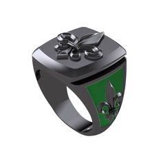 925 ayar siyah rodyum kaplama gümüş yüzük (Yeşil mineli)