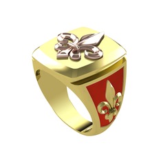 Runa Fleur De Lis Yüzük - 925 ayar rose altın kaplama gümüş yüzük (Kırmızı mineli) #181cfpj