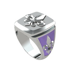 Runa Fleur De Lis Yüzük - 14 ayar beyaz altın yüzük (Menekşe mineli) #18vwzdv