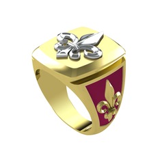 Runa Fleur De Lis Yüzük - 8 ayar beyaz altın yüzük (Bordo kırmızı mineli) #19w9eq3