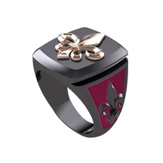 Runa Fleur De Lis Yüzük - 925 ayar rose altın kaplama gümüş yüzük (Bordo kırmızı mineli) #1d2wi5b