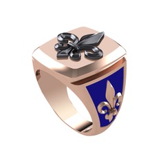 Runa Fleur De Lis Yüzük - 925 ayar siyah rodyum kaplama gümüş yüzük (Lacivert mineli) #1fptmov