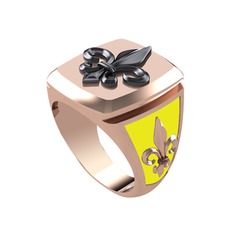 Runa Fleur De Lis Yüzük - 925 ayar siyah rodyum kaplama gümüş yüzük (Sarı mineli) #1gy0mhn