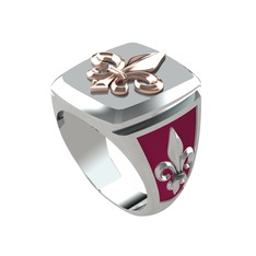 Runa Fleur De Lis Yüzük - 925 ayar rose altın kaplama gümüş yüzük (Bordo kırmızı mineli) #1gylgow