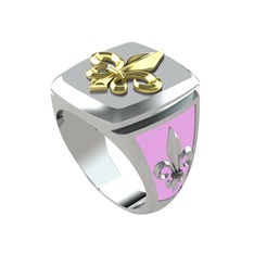 Runa Fleur De Lis Yüzük - 18 ayar altın yüzük (Pembe mineli) #1jai58n