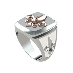 Runa Fleur De Lis Yüzük - 925 ayar rose altın kaplama gümüş yüzük (Beyaz mineli) #1morvfs