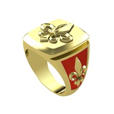 Runa Fleur De Lis Yüzük - 8 ayar altın yüzük (Kırmızı mineli) #1o0027u