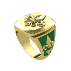 Runa Fleur De Lis Yüzük - 8 ayar altın yüzük (Yeşil mineli) #1pq4l6h