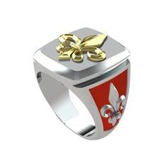 Runa Fleur De Lis Yüzük - 18 ayar altın yüzük (Kırmızı mineli) #1qt24y8