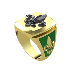 Runa Fleur De Lis Yüzük - 925 ayar siyah rodyum kaplama gümüş yüzük (Yeşil mineli) #1sq1mag