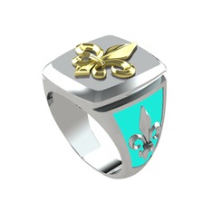 Runa Fleur De Lis Yüzük - 8 ayar altın yüzük (Turkuaz mineli) #1ukid5u