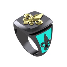 Runa Fleur De Lis Yüzük - 925 ayar altın kaplama gümüş yüzük (Turkuaz mineli) #1uryc78