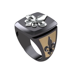 Runa Fleur De Lis Yüzük - 14 ayar beyaz altın yüzük (Ekru mineli) #1vuaeaf
