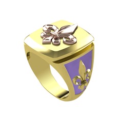 Runa Fleur De Lis Yüzük - 925 ayar rose altın kaplama gümüş yüzük (Menekşe mineli) #1w6f7mm