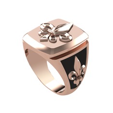 Runa Fleur De Lis Yüzük - 8 ayar rose altın yüzük (Siyah mineli) #1xp1kwk