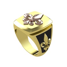 14 ayar rose altın yüzük (Siyah mineli)