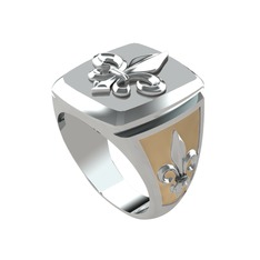 8 ayar beyaz altın yüzük (Ekru mineli)