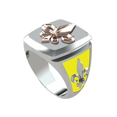 Runa Fleur De Lis Yüzük - 925 ayar rose altın kaplama gümüş yüzük (Sarı mineli) #bbtg00