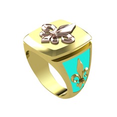 Runa Fleur De Lis Yüzük - 925 ayar rose altın kaplama gümüş yüzük (Turkuaz mineli) #dfm0bp