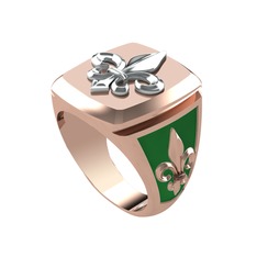 Runa Fleur De Lis Yüzük - 14 ayar beyaz altın yüzük (Yeşil mineli) #esh2g6