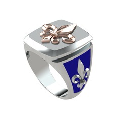 Runa Fleur De Lis Yüzük - 925 ayar rose altın kaplama gümüş yüzük (Lacivert mineli) #euas3p