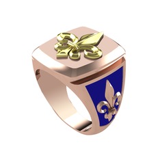 Runa Fleur De Lis Yüzük - 18 ayar altın yüzük (Lacivert mineli) #favazz