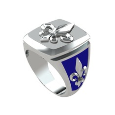 18 ayar beyaz altın yüzük (Lacivert mineli)