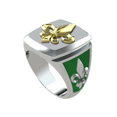 Runa Fleur De Lis Yüzük - 8 ayar altın yüzük (Yeşil mineli) #hdoaav