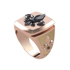 Runa Fleur De Lis Yüzük - 925 ayar siyah rodyum kaplama gümüş yüzük (Ekru mineli) #ho02t3