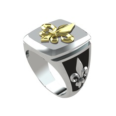 Runa Fleur De Lis Yüzük - 14 ayar altın yüzük (Siyah mineli) #kmq7fo