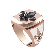 Runa Fleur De Lis Yüzük - 925 ayar siyah rodyum kaplama gümüş yüzük (Beyaz mineli) #l51dug