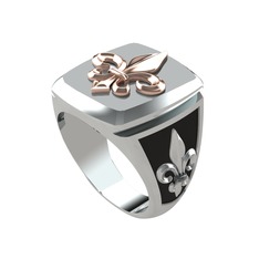 Runa Fleur De Lis Yüzük - 925 ayar rose altın kaplama gümüş yüzük (Siyah mineli) #lui2ro