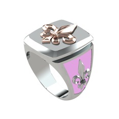 Runa Fleur De Lis Yüzük - 925 ayar rose altın kaplama gümüş yüzük (Pembe mineli) #mz5hyd