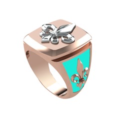 Runa Fleur De Lis Yüzük - 8 ayar beyaz altın yüzük (Turkuaz mineli) #npb0r7
