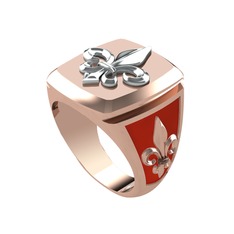 Runa Fleur De Lis Yüzük - 14 ayar beyaz altın yüzük (Kırmızı mineli) #ptzdyq
