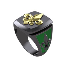 Runa Fleur De Lis Yüzük - 14 ayar altın yüzük (Yeşil mineli) #q16lm