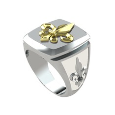 Runa Fleur De Lis Yüzük - 18 ayar altın yüzük (Beyaz mineli) #qdss5n