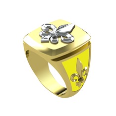 14 ayar beyaz altın yüzük (Sarı mineli)