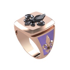 Runa Fleur De Lis Yüzük - 925 ayar siyah rodyum kaplama gümüş yüzük (Menekşe mineli) #ro6bph
