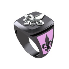 Runa Fleur De Lis Yüzük - 14 ayar beyaz altın yüzük (Pembe mineli) #sgijrk