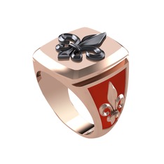 Runa Fleur De Lis Yüzük - 925 ayar siyah rodyum kaplama gümüş yüzük (Kırmızı mineli) #szclx5