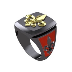 Runa Fleur De Lis Yüzük - 18 ayar altın yüzük (Kırmızı mineli) #tq1enh
