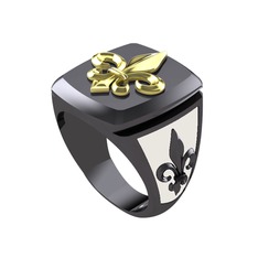 Runa Fleur De Lis Yüzük - 8 ayar altın yüzük (Beyaz mineli) #trm8fy