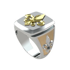 Runa Fleur De Lis Yüzük - 8 ayar altın yüzük (Ekru mineli) #wsihm3