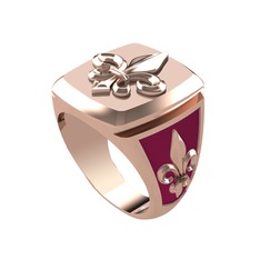 Runa Fleur De Lis Yüzük - 8 ayar rose altın yüzük (Bordo kırmızı mineli) #y6szj3