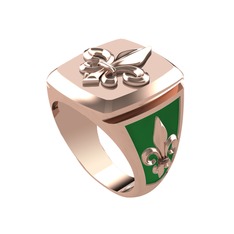 925 ayar rose altın kaplama gümüş yüzük (Yeşil mineli)